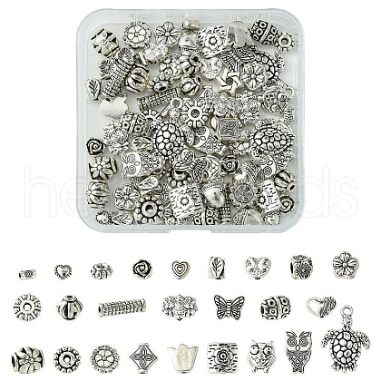 100Pcs 25 Styles Tibetan Style Alloy Beads TIBEB-YW0001-29-1