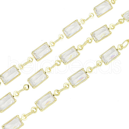Rack Plating Brass Chains Micro Pave Cubic Zirconia AJEW-Q150-07G-02-1