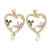 Heart Brass Micro Pave Cubic Zirconia Pendants KK-E102-03G-1