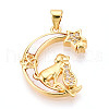 Brass Micro Pave Clear Cubic Zirconia Pendants KK-N268-27G-1