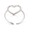 Non-Tarnish 304 Stainless Steel Open Heart Cuff Ring for Women X-RJEW-C025-22P-2