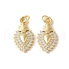Brass Micro Pave Clear Cubic Zirconia Pendants ZIRC-I071-06G-1