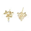 Brass Flower Stud Earring Findings KK-N231-304-1