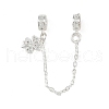 Brass Pave Clear Cubic Zirconia European Safety Chains with Charms KK-L236-16A-S-1