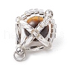 Natural Tiger Eye & Handmade Glass Seed Beaded Round Pendants PALLOY-MZ00469-03-4