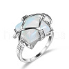Brass & Opalite Finger Rings FS-WG78CCB-04-5