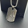 Stylish Hip-hop Stainless Steel Textured Rectangle Pendant Punk Necklaces for Men YY9734-2