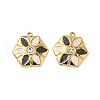 304 Stainless Steel Enamel Rhinestone Flower Pendants STAS-U057-04G-01A-1