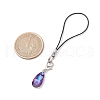 Faceted Glass Zinc Alloy Nylon Cord Mobile Straps HJEW-JM02967-3