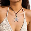Summer Beach Alloy & Iron Starfish Pendant Wax Cord Necklaces FS-WG2737A-01-1