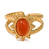Oval Natural Carnelian Finger Rings RJEW-Q822-23G-01-2