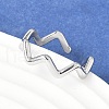 Non-Tarnish 304 Stainless Steel Wave Open Cuff Ring for Women RJEW-I085-13P-02-3