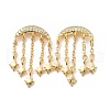 Cubic Zirconia Double Horn with Star Chandelier Earrings EJEW-G341-09G-1