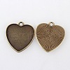 Vintage Tibetan Style Alloy Heart Pendant Cabochon Settings TIBEP-M018-145AB-NF-2