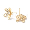 Brass Micro Pave Cubic Zirconia Stud Earring Findings KK-E107-17G-2