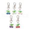 Cherry Copper Wire Wrapped Glass Pearl Pendant Decorations HJEW-JM03024-02-2