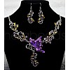 Fashionable Alloy Rhinestone & Enamel Dangle Earrings & Necklaces Sets FS-WG2F17F-01-1