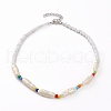 Nuggets ABS Plastic Imitation Pearl Beaded Necklaces NJEW-JN03290-01-1