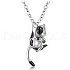 Stainless Steel Rhinestone Cow Cat Urn Ashes Pendant Necklace for Women PW-WG86E74-05-1