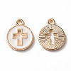 Light Gold Plated Alloy Enamel Pendants ENAM-R136-18-4