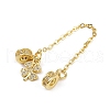 Brass Pave Clear Cubic Zirconia European Safety Chains with Charms KK-L236-16A-G-2
