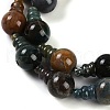Natural Indian Agate 3-Hole Guru Beads Strands G-H064-E02-01-4