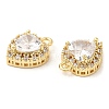 Brass and Clear Cubic Zirconia Pendants ZIRC-Q202-08G-2