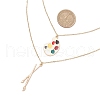 Alloy Colorful Enamel Paint Palette and Brush Pendant Double Layer 304 Stainless Steel Chain Necklaces for Women NJEW-JN05343-3