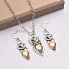 Owl Bohemia Style Alloy & Resin Pendant Necklaces & Dangle Earrings Sets FS-WGD384A-01-3