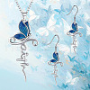 Butterfly Alloy Enamel Pendant Necklaces & Dangle Earrings Sets FS-WGE0CC2-01-2