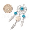 Alloy Synthetic Turquoise Beads Dream Catcher Pendants PALLOY-MZ00708-02-2