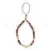 Synthetic Quartz Crystal & Wood Round Beaded Phone Hand Strap Chains HJEW-JM03364-02-2