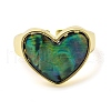 Natural Shell Heart Open Cuff Ring RJEW-H220-02G-2