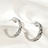 C-Shaped Brass Micro Pave Cubic Zirconia Stud Earrings for Women EJEW-G428-21P-02-3