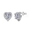 Rhodium Plated 925 Sterling Silver Micro Pave Cubic Zirconia Ear Studs for Women EJEW-P231-62P-1