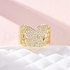 Brass Micro Pave Clear Cubic Zirconia Cuff Rings for Women RJEW-H248-08G-02-2