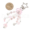 Flower Glass & Plastic Pearl & Alloy Pendant Decorations HJEW-JM03434-3