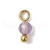 7Pcs 7 Styles Natural Red Jasper & Tiger Eye & Rose Quartz & Green Aventurine & Magnesite & Lapis Lazuli & Amethyst Faceted Round Charms PALLOY-JF03452-3