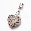 Heart Natural Dalmatian Jasper Pendant Decorations HJEW-PH01132-04-1