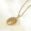 304 Stainless Steel Crystal Rhinestone Tree of Life Pendant Necklaces for Women NJEW-P327-03G-3