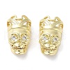 Rack Plating Skull Brass Micro Pave Cubic Zirconia Pendants KK-E102-19G-1