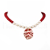 Leaf Alloy Enamel Pendant Necklaces for Women NJEW-JN05349-01-2