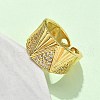 Brass Micro Pave Cubic Zirconia Adjustable Open Cuff Rings RJEW-V009-02G-3