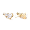 Heart Clear Cubic Zirconia Stud Earrings for Her EJEW-C002-12G-RS-2