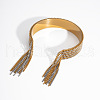 European and American Style Fringed Stainless Steel Cuff Bangles for Women OT8697-3-2