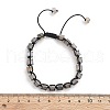 Adjustable Natural Grey Agate and Non-magnetic Synthetic Hematite Braided Bead Bracelets BJEW-Z090-01E-5