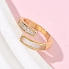 Brass Micro Pave Cubic Zirconia with Shell Cuff Rings RJEW-Z101-02G-3