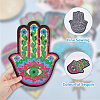 HOBBIESAY 6Pcs 6 Style Hamsa Hand/Heart with Evil Eye Computerized Embroidery Cloth Iron on Sequins Patches DIY-HY0001-50-4