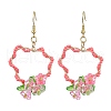 304 Stainless Steel Flower Glass Seed Beaded Dangle Earrings EJEW-MZ00335-03-2