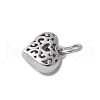 925 Sterling Silver 3D Hollow Flower Heart Charms STER-M099-02P-2
